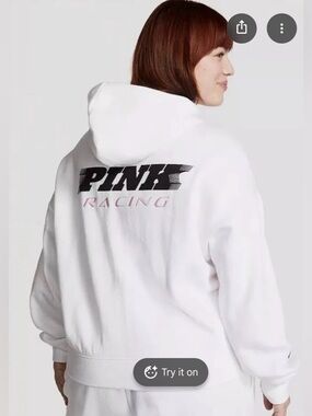 PINK Victoria's Secret White Zip up Hoodie